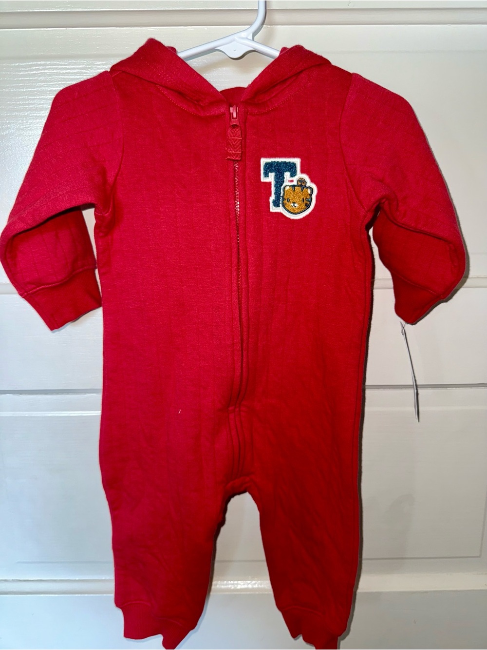 Carter's 6m NWT Red Hooded Zip-Up Baby One-Piece with Patch
